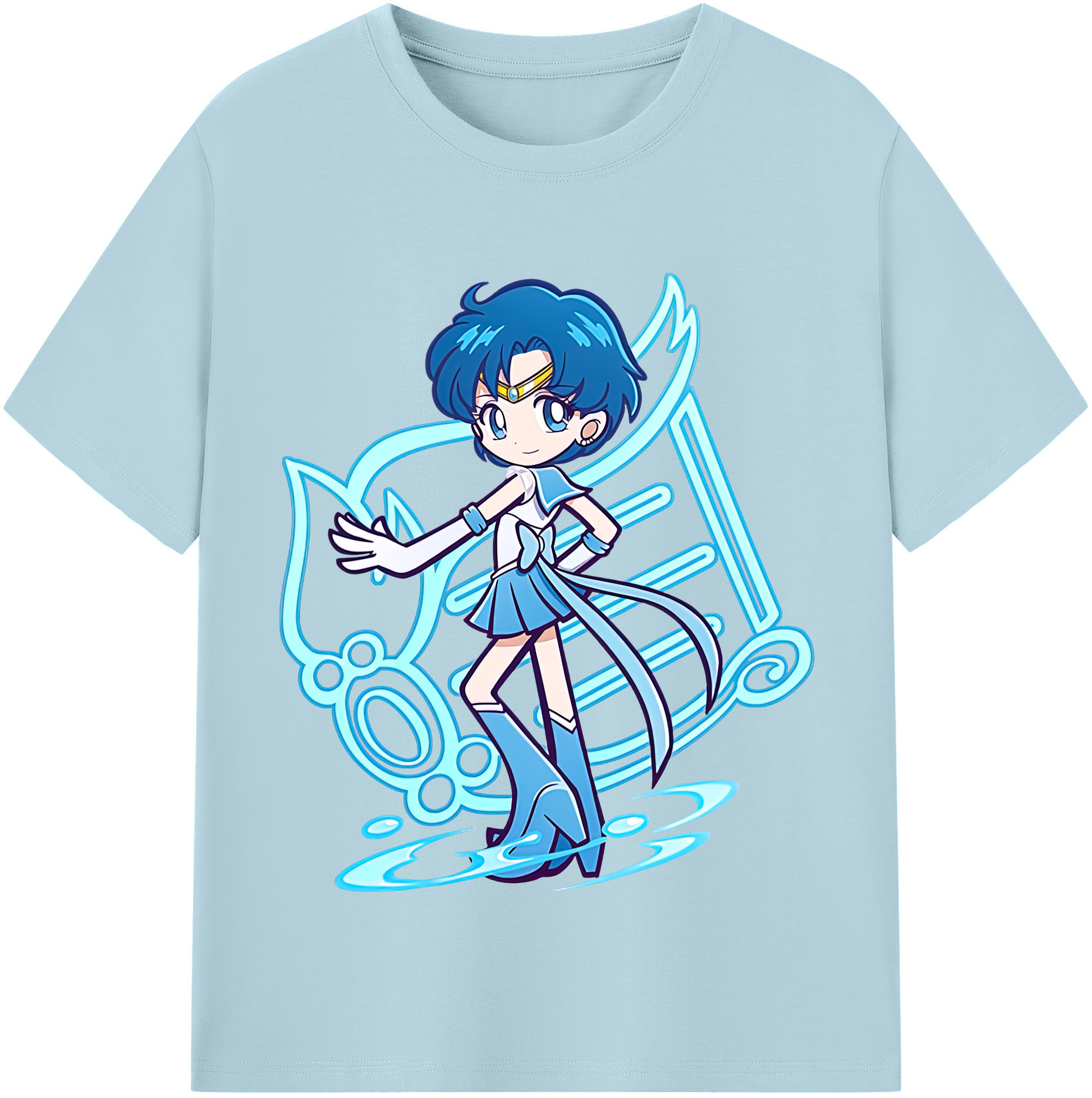 （画像用） 美少女戦士セーラームーン 水野 亜美 みずの あみ Sailor Moon Mizuno Ami 綿100％半袖Tシャツ（フロントプリント）